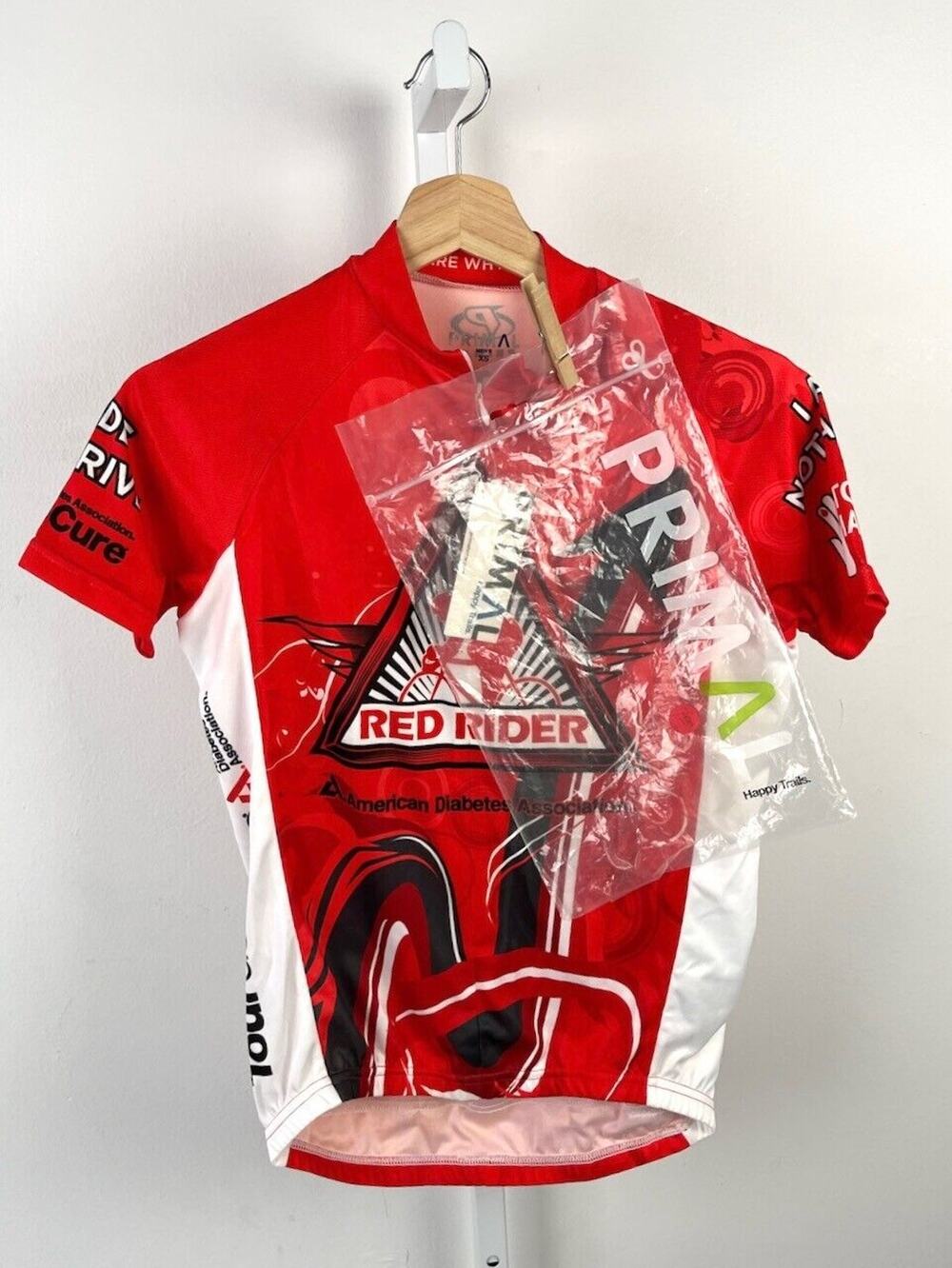 NWT PRIMAL XS ADA Diabetes Cycling Jersey Short Sleeve Sport 3/4 Zip Pockets Red